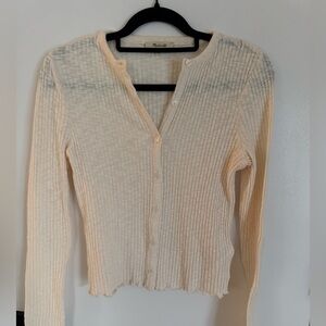 Madewell Ivory Ribbed Knit Sweater